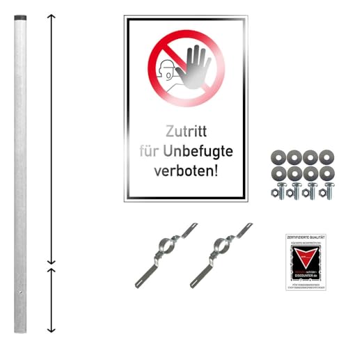TMS PRO SHOP Komplett-Set, Schild Zutritt für Unbefugte verboten, Pfosten, Alu, 40 x 60 cm, Art.-Nr. 610725