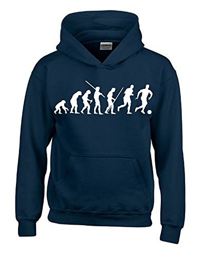 FUSSBALL Evolution Kinder Sweatshirt mit Kapuze HOODIE navy-weiss, Gr.164cm