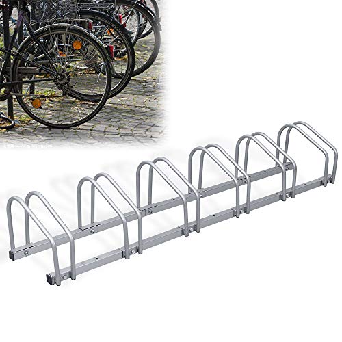 SWANEW Fahrradständer Aufstellstände für 6 Fahrräder Boden Wand Montage Metall Platzsparend mit 35-55 mm Reifenbreite Mehrfachständer Platzsparend 160 * 32 * 26cm