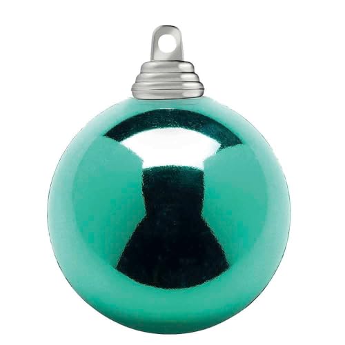 Aquagrüne, glänzende Weihnachtskugeln aus schwer entflammbarem Kunststoff, 8 cm Ø - 12 Stück