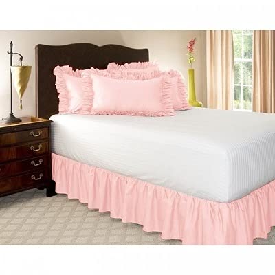 Bettrock zum Umwickeln Bettvolant,Ruffled Solid Bed Rock 200x200/180x200 Wrap Around Style, Elastische Bett Wrap Ruffled mit Plattform Bett Rock 38/45cm Drop (Color : Pink, Size : 150 * 200+45cm)
