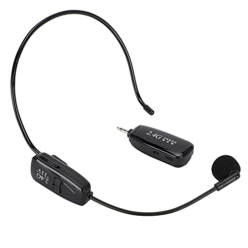 Wireless Mikrofon Headset, Mikrofon 2.4G Wireless Mikrofon Kopfmikrofon und Handheld 2 in 1 Sender Empfänger Tragbares Mikrofon Auto Pairing für Unterricht, Tour Guide,