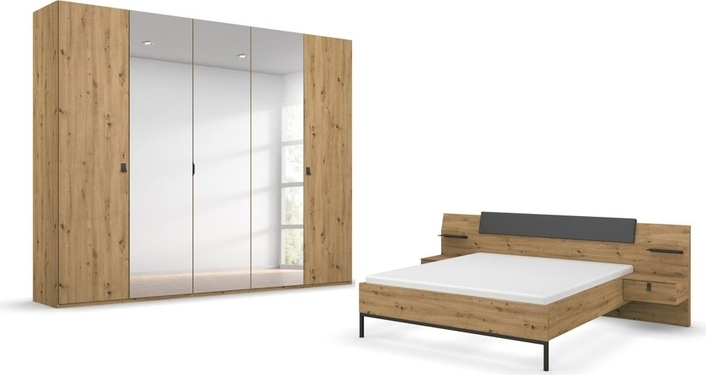 rauch Schlafzimmer-Set "Evela", (Set), mit Bettanlage in 2 Breiten und Drehtürenschrank mit Spiegel