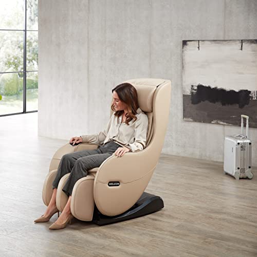 WELCON Massagesessel EASYRELAXX BEIGE mit Wärmefunktion - Massagestuhl mit Neigungsverstellung elektrisch, Automatikprogramme Knetmassage Klopfmassage Rollenmassage Airbagmassage Sessel Massagestuhl
