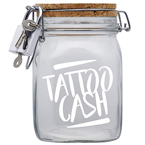 Spardose Tattoo Cash Weiss Geld Geschenk Idee Transparent L