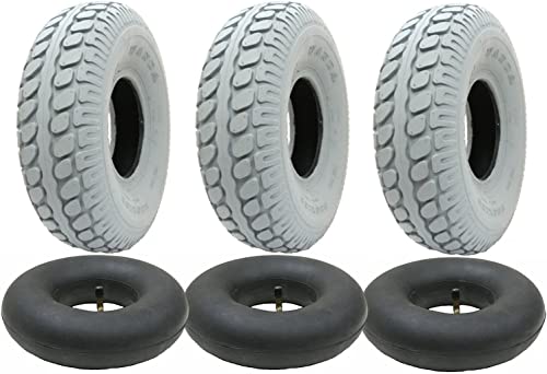 330x100 Grau Mobilitätshilfe Reifen und Schlauch, Pneumatische Reifen, 400-5 - Set von 3