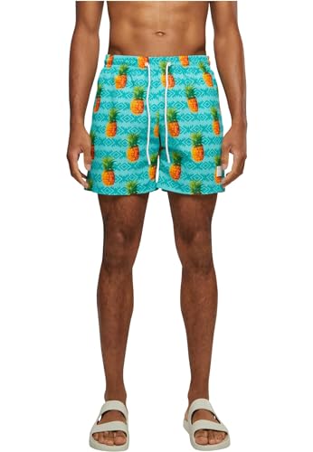 Urban Classics Herren Pattern Swim Shorts Badehose, Pineapple AOP, 3XL