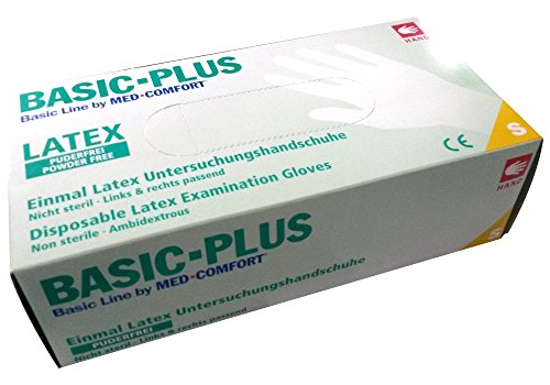 Med-Comfort Basic-Plus, Latex Einmalhandschuh *Puderfrei*, 1000 Stk. (S)