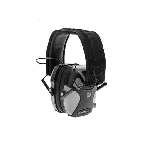 Caldwell E-MAX Pro elektronischer Gehörschutz 23-24 NRR – verstellbare Lo Pro Ohrenschützer für Schießen, Jagd und Reichweite, grau