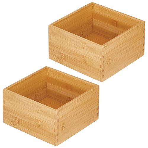 mDesign Bambusbox zur Küchenaufbewahrung – Schubladenbox aus umweltfreundlichem Bambusholz – Aufbewahrungsbox für den Küchenschrank, die Schublade oder Vorratskammer – 2er-Set – naturfarben