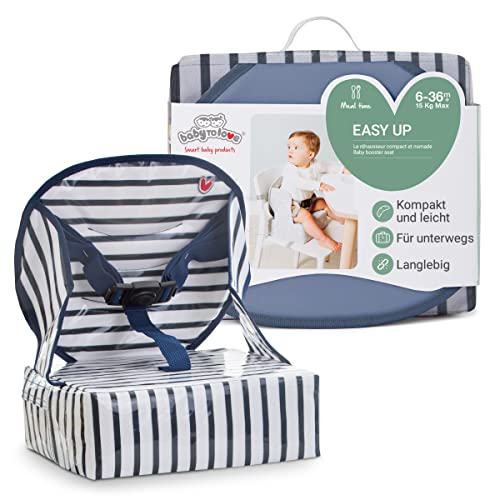 Easy Up Baby Booster Seat | Leicht für unterwegs und einfach zu tragen | Blue Stripes