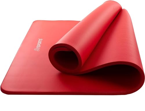 ScSPORTS Gymnastik-/ Yoga-Matte, dick und rutschfest, mit Schultergurt, 190 cm x 80 cm x 1,5 cm, rot