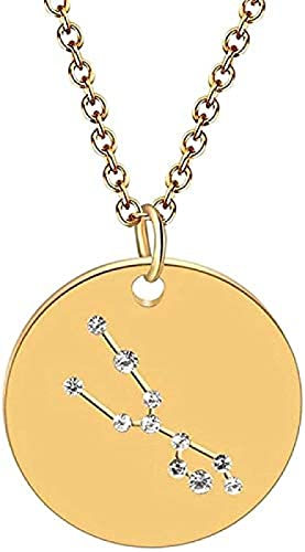 Halskette Mode Horoskop Astrologie Sternzeichen Statement Halskette für Frauen Gothic Schmuck Gold 12 Konstellationen Halskette Runde Charm Choker Geschenk für Frauen Männer Geschenk Halskette
