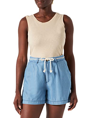 Springfield Damen Tencel Gürtel Shorts, Blau (Azul Medio), 38