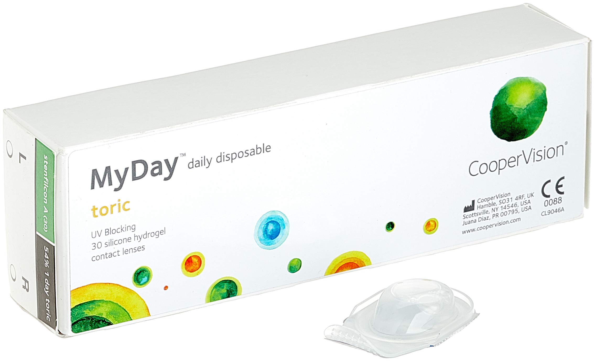 MYDAY Daily disposable Torisch Tageslinsen weich, 30 Stück / BC 8.6 mm / Dia 14.5 mm / CYL -1,25 / ACHSE 180 / 0 Dioptrien