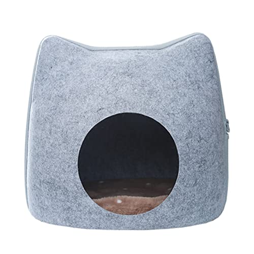 Katzenhöhle Bett Zelt für den Innenbereich, kleine bis große Katzen, maschinenwaschbar, abnehmbares Reißverschluss-Design mit Kissen, kratzfester Filz