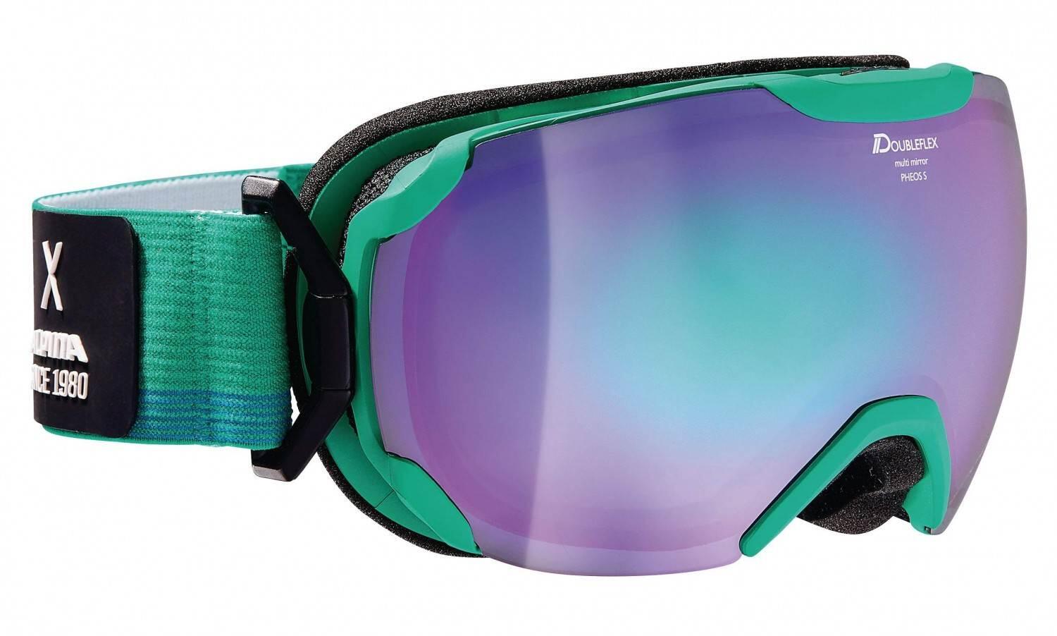 Alpina Pheos Small Hm Skibrille (Farbe: 871 coldgreen matt, Scheibe: Mirror green)