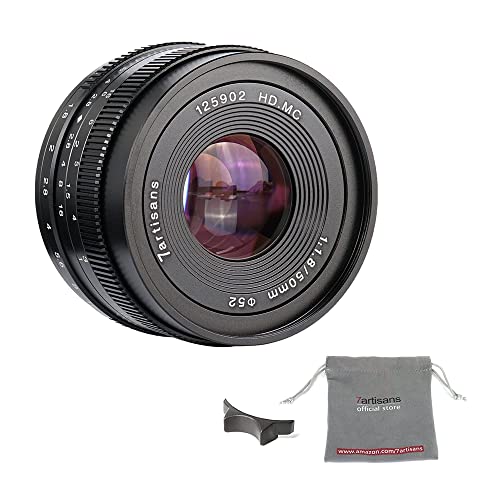 7artisans 50mm F1.8 APS-C Manual Focus Lens Weithin Passform für kompakte spiegellose Kameras Canon M1 M2 M3 M5 M6 M10 EOS-M Mount schwarz