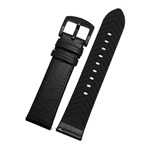 22mm Echtes Leder Dornschließe Armband Wasserdicht Armband Armband Gummiboden Armband mit Schnell Bar, 22mm Silver Buckle