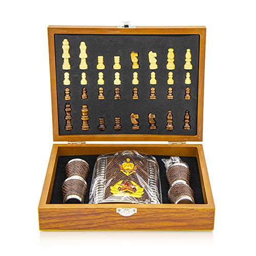 ZARENHOFF Geschenkbox, mit Schachspiel und Flachmann 240 ml (Bester Angler)