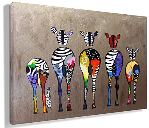 Banksy Bilder Leinwand Zebra Herd Colourful Rears Graffiti Street Art Leinwandbild Fertig Auf Keilrahmen Kunstdrucke Wohnzimmer Wanddekoration Deko XXL (70x100cm(27.6x43.3inch))