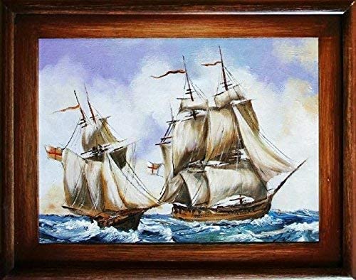 jvmoebel Gemälde Ölbild Bild Ölbilder Rahmen Bilder Seefahrt Meer Schiffe Ölgemälde 06593