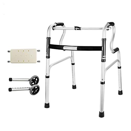 Duschstuhl mit gepolstertem Sitz, faltbarer Rollator mit 2 Rädern, leichter Gehrahmen, Mobilitätshilfe – höhenverstellbar – Rohrarmlehne für ältere Erwachsene mit bariatrischer Behinderung