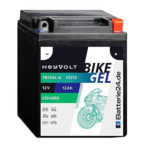 HeyVolt GEL Motorradbatterie 12V 12Ah YB12AL-A YB12AL-A2 YB12AL-A GB12AL-A 51213