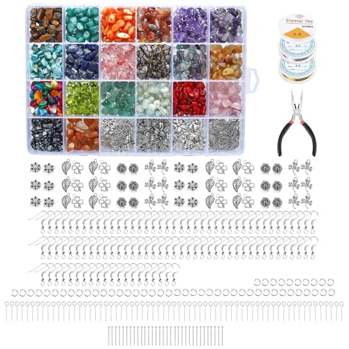 Farbige Kiesperlen mit 24 Rastern, Schmuck, natürliche Edelsteine, Perlen, Kristall, unregelmäßiger Stein, Naturstein, unregelmäßiger Kies, Natursteinperlen