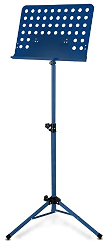 Classic Cantabile Metall Orchesterpult Lochblech - Stabiler Notenständer mit Lochblechauflage - Höhenverstellbar von 58 bis 100cm - Notenpult mit Extra breite 50 cm Auflage - Blau