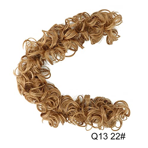 Perücke Gelocktes unordentliches Haar-Brötchen-Chignon, elastisches Haar-Seil Gummiband Haarverlängerungen für Frauen Hochzeit Haarstück für Party (Color : Q13-22)