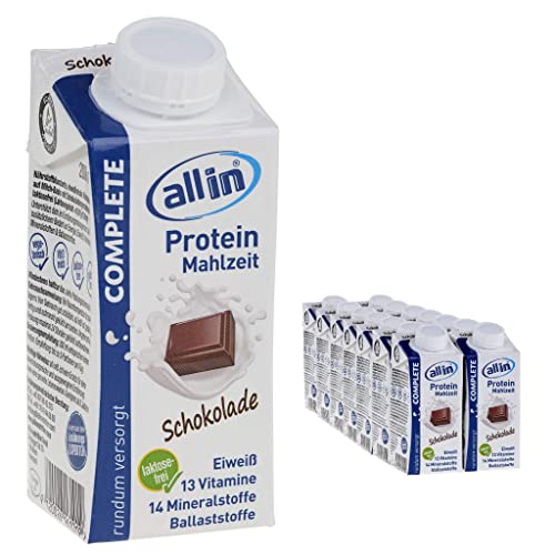 all in® COMPLETE Protein Mahlzeit Schokolade 14x 200ml - Hochkalorische Trinknahrung auf Milch-Basis | Mehrkomponenten Protein Shake Mahlzeit zur schnellen Gewichtzunahme