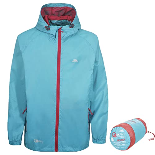 Trespass Qikpac Jacket, Aquatic, XS, Kompakt Zusammenrollbare Wasserdichte Jacke für Damen und Herren / Unisex, X-Small, Blau