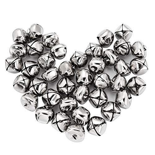 Suneast 100 Stück Weihnachts Glöckchen Schellen Metall Dekoration Glocken DIY Basteln Jingle Bells mit Öse für Weihnachtsbaum Anhänger Schmuckherstellung Hochzeit Haustier Handwerk - Silber - 30mm