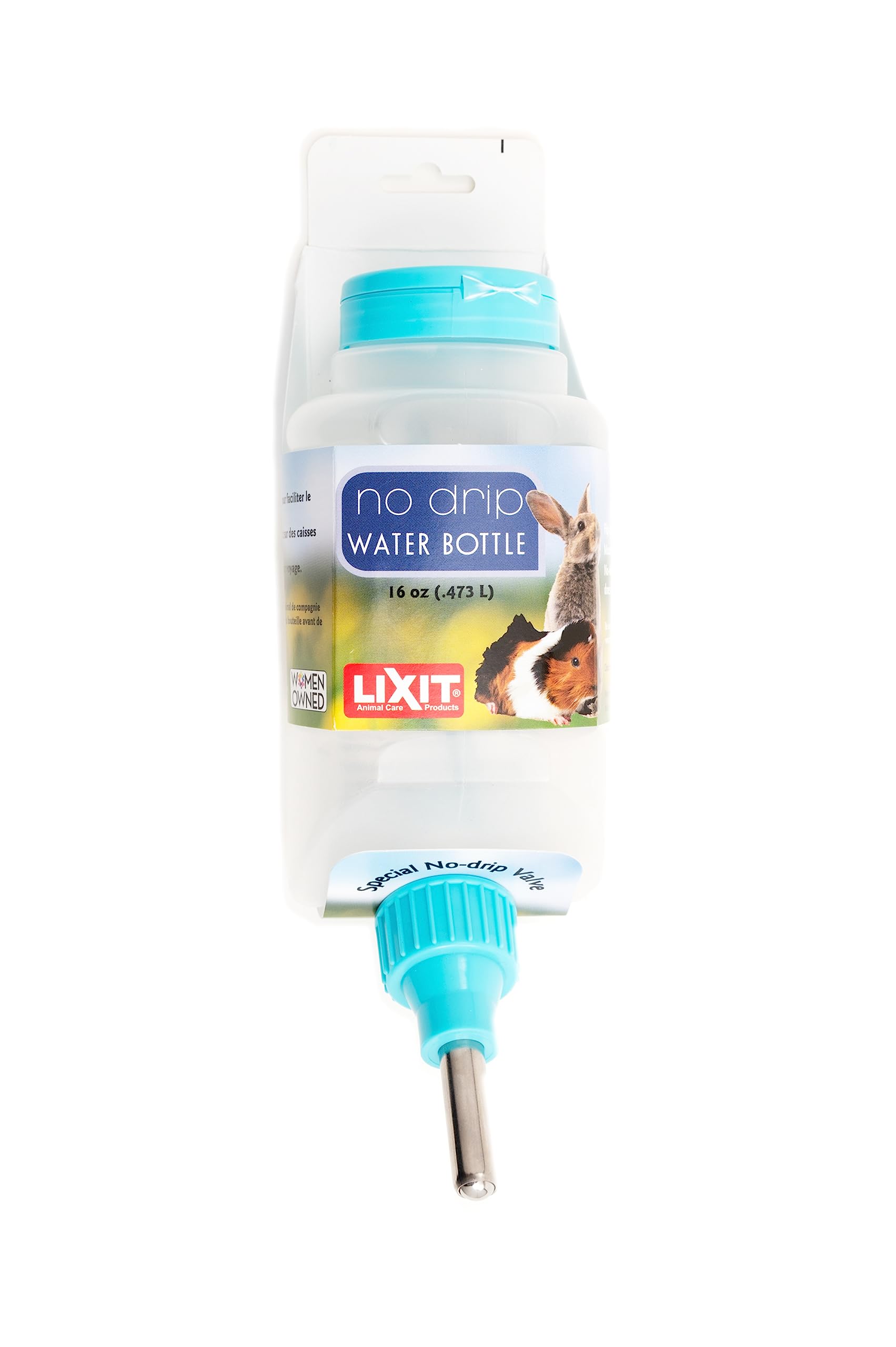 Lixit Top Fill tropffreie Wasserflaschen für Kaninchen, Frettchen, Hamster, Meerschweinchen, Ratten, Chinchillas und andere Kleintiere (473 ml, Aqua)