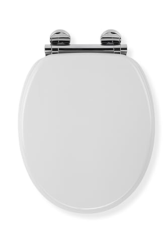 Croydex Flexi-Fix Luzern Immer passt nie gleitet langsam schließender WC-Sitz, Holz, Weiß, 45 x 37,8 x 6 cm