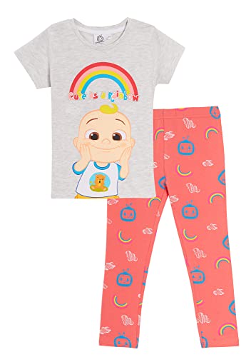 CoCoMelon Mädchen T-Shirt und Leggings Set Kids JJ Rainbow Daywear Matching Top + Bottoms Outfit