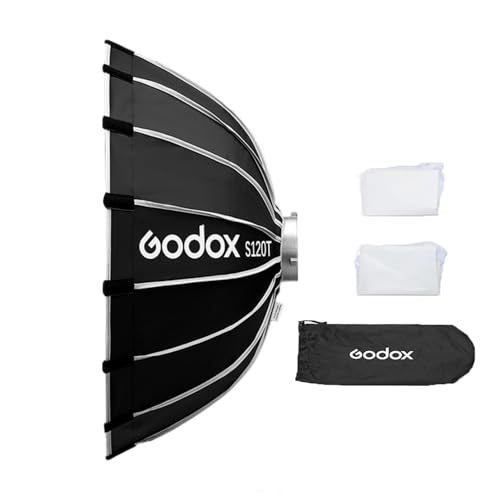 Godox S120T 120 cm/47,2 Zoll Schnellverschluss-Schirm-Softbox, abnehmbare Faltbare Softbox mit Standard-Bowen-Halterung und Diffusoren für Fotografie, Speedlite, Studio Flash, Monolight