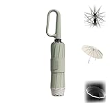Ring Buckle Umbrella, Reflective Safety Strip, Sturdy Windproof, Compact Reverse Folding Umbrella Auto Windproof Travel Umbrella, Travel Portable (Green)