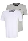 FILA Herren Brod Tee/Double Pack T-Shirt, Bright White-Light Grey Melange, L