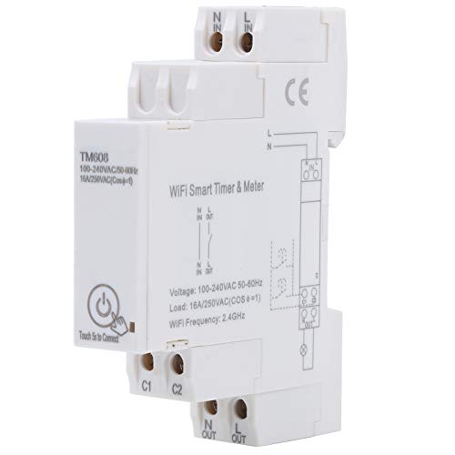 WiFi Einphasen-Energiezähler, 16A 100-240 V Digital LCD Energy Mete DIN-Schienen-Stromzähler, TM608