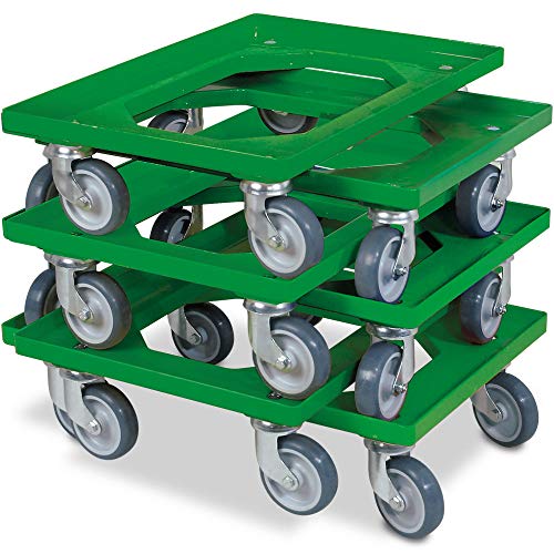 6X Logistikroller/Transportroller für Kisten 600x400 mm, Tragkraft 250 kg, grün