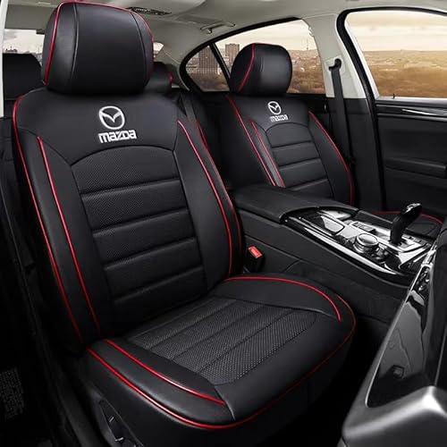 GODARM Auto Sitzbezüge für Mazda CX-30 2019-2023, Leder Auto Sitzauflage Auto Schonbezug Sitzschoner Vordersitze und Rücksitze Sitzbezüge Wasserdicht Auto Zubehör Innenraum,Black2