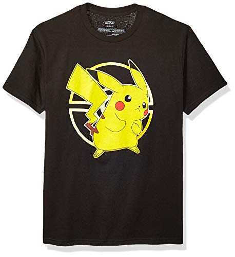 Pokemon Unisex-Erwachsene Gold Pokeball Pikachu Active T-Shirt, schwarz, Groß