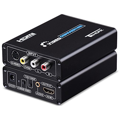 Tendak Composite S-Video AV RCA CVBS zu HDMI Adaptor N64 PS2 to HDMI Konverter Adapter Unterstützt 720p/1080p mit 3RCA S-Video Kabel