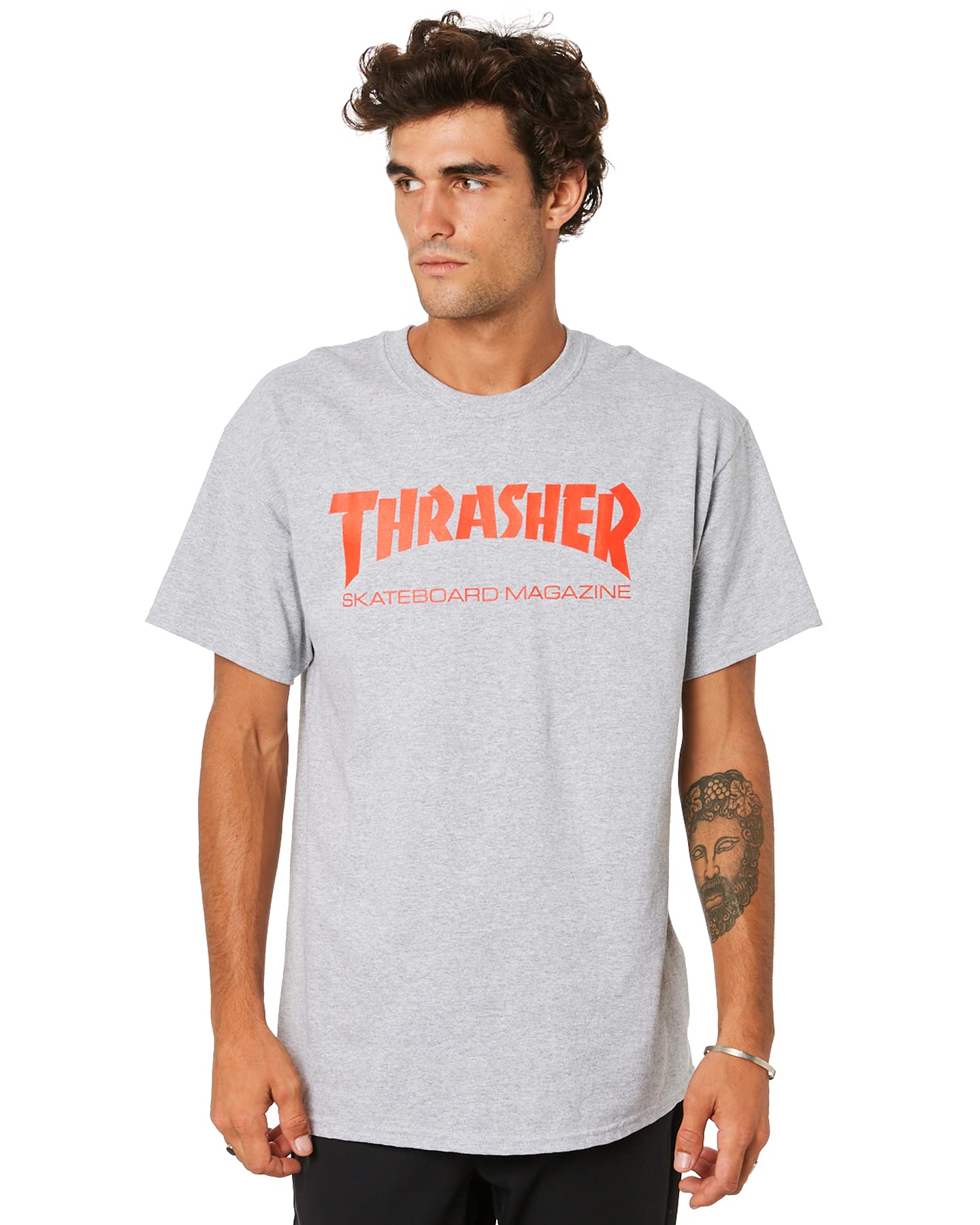 Thrasher T-shirts - Thrasher Skate Mag Logo T-shirt, Sport Grey/Red, Size XL