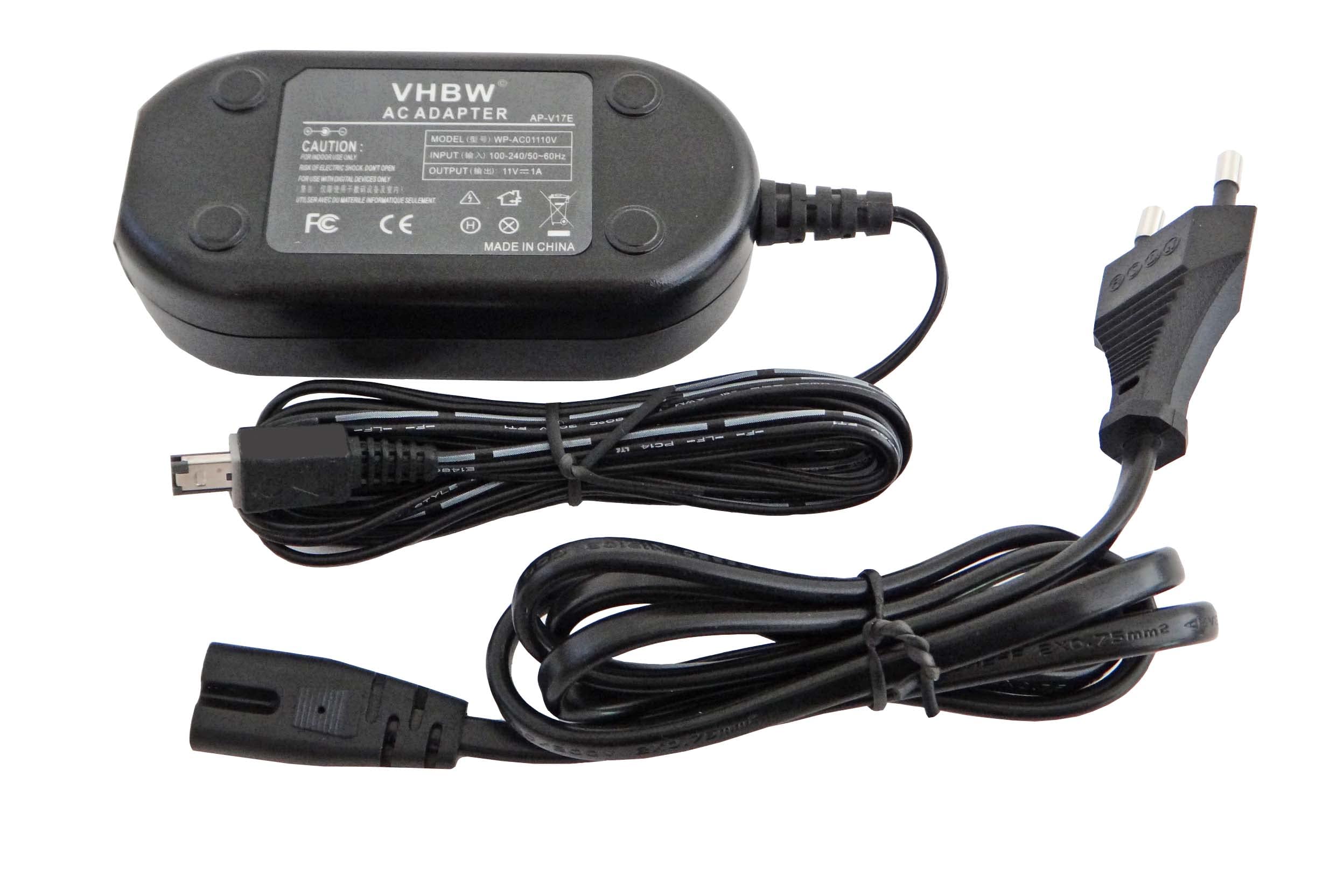 vhbw Kamera-Netzteil Netzkabel kompatibel mit JVC GR-AXM18US, GR-D168, GR-D168U, GR-D168US, GR-D23 Kamera, Digitalkamera, DSLR, 2m