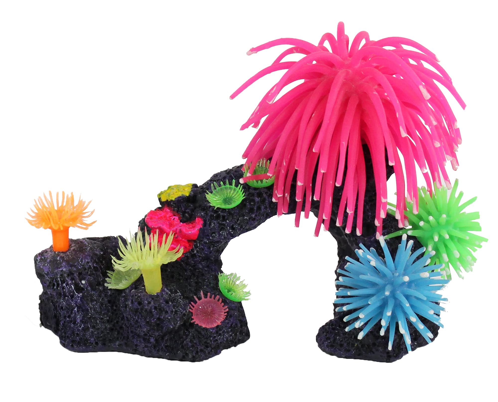 Penn-Plax Korallenriff Aquarium-Dekoration – lebensechte Bewegung und lebendige Farben – Bogen mit rosa Silikon-Anemone – Medium