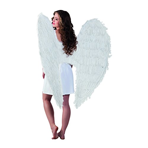 Amakando Kostüm Flügel Engel - 120 x 120 cm - Jumbo Engelsflügel weiß Mega Feenflügel Riesen Elfenflügel Engelskostüm Zubehör Jumbo Engelsflügel weiß