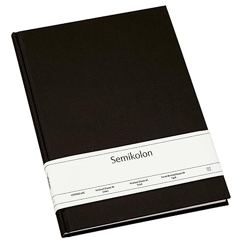 Semikolon (350924) Notizbuch Classic A4 liniert black (schwarz) - Buchleinenbezug - 160 Seiten mit cremeweißem 100g/m²- Papier - Lesezeichen